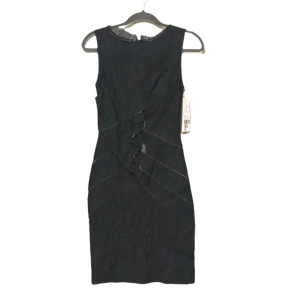 NWT $320 Nicole Miller Studio | Distressed Raw Edges Tier Crinkle Bodycon Dress - Picture 2 of 13